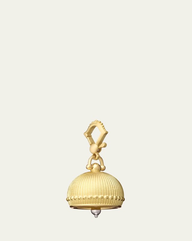 18k Ridged Meditation Bell Pendant, 16mm
